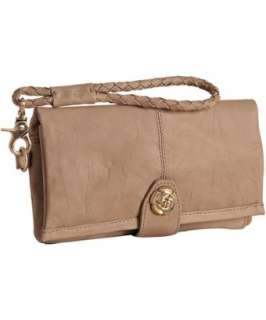 Rough Roses camel leather Francesca wallet with strap   up 