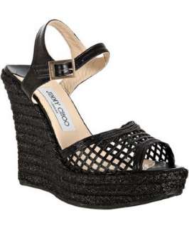 Jimmy Choo black leather Pecan platform espadrilles   up to 