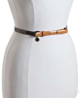 Stella McCartney grey patent colorblock skinny belt