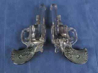 Set Of 2 Victorian Era Glass Pistol Gun Paperweights  