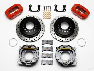 WILWOOD DISC BRAKE KIT,REAR PB,BIG FORD NEW,2.50,RED CALIPERS,DRILLED 