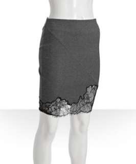 Robert Rodriguez heather grey jersey Peek Thru lace detail skirt 