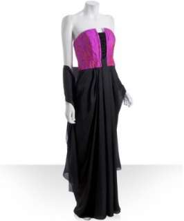 Theia hot pink jacquard silk strapless gown with wrap   up to 