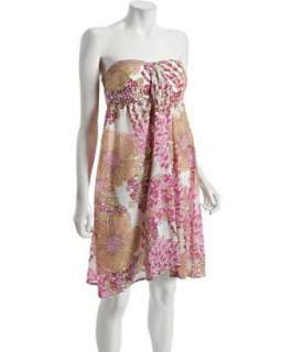 Trina Turk pink cayo floral print bandeau coverup dress   up 
