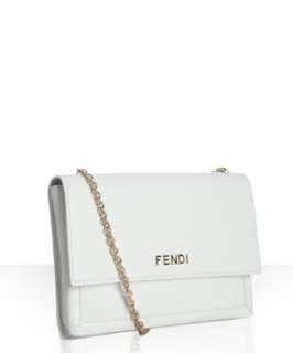 Fendi white coated canvas and calfskin convertible clutch   up 