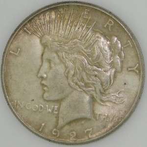 Amazing 1927 Peace Dollar $1 *BU* Silver Toned Original  