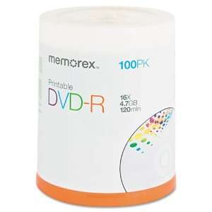 com Memorex Inkjet Printable DVD R Discs 4.7GB 16x Spindle Silver 100 