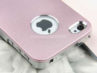 Aluminum Pink Hard Case Cover for Apple iPhone 4 4G 4S + Free Screen 