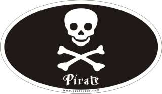 Pirate   Jolly Roger   Sticker   3.5 x 6  
