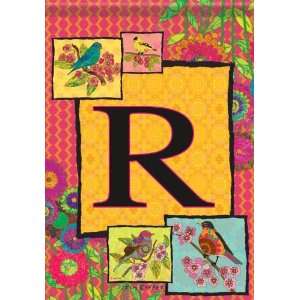  Colorful Monogram R Bird Floral Double Sided Garden Flag 