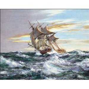  Dawn Chase by Montague Dawson. Size 33 inches width by 27 