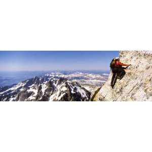  Man Climbing Up a Mountain, Grand Teton National Park 