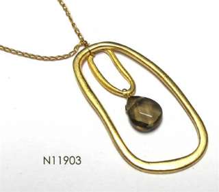 Gold Vermeil Sterling Necklace w Semi Precious Stone  