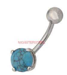 Turquoise Semi Precious Stone Navel Belly Ring NEW blue  