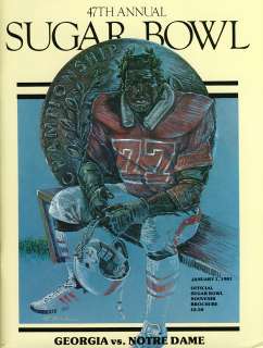 1981 Sugar Bowl Program Georgia 17 Notre Dame 10  