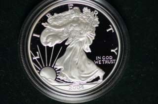 2004 W PROOF SILVER AMERICAN EAGLE WITH MINT BOX & COA  