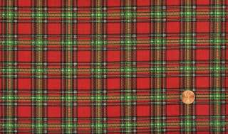 SALE   CHRISTMAS PAPER DOLL RED PLAID QUILT FABRIC  