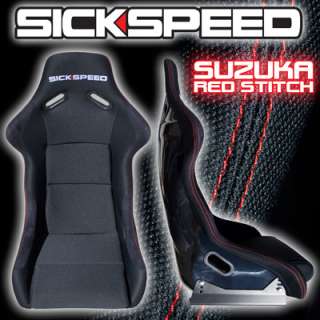  SUZUKA LIGHTWEIGHT RACE SEATS RACING SEAT BLACK RED STITCH FABRIC JDM
