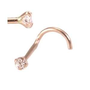   Rose Gold Nose Screw Ring 2.5mm CZ 20G FREE Nose Ring Backing Jewelry