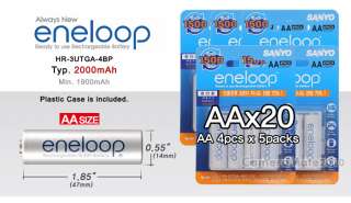 NEW SANYO eneloop AA x 20 Rechargeable Battery w/ Case  