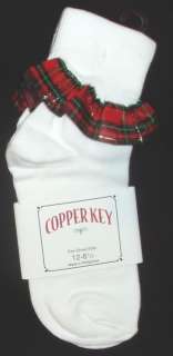 socks white red plaid 8 9½ shoe size 12 6½ heel to toe is 5 ½