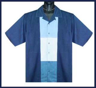Navy Color Block Panel Retro Mobster Club Bowling XL  