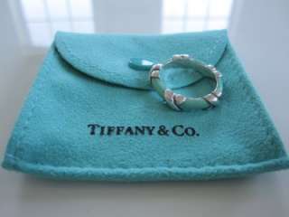 Tiffany & Co. Sterling Silver & Turquoise Blue Enamel Signature X Ring 