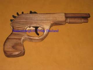 Handmade Classic Rubber Band Luncher Wooden Toys Pistol Gun Gift (Free 