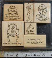 STAMPIN UP FURNISHED WITH LOVE 6 PC CHAIR Rubber Stamp SET #C66  