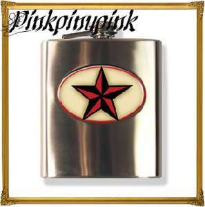 Rockabilly Nautical Star Punk Tattoo Flask Steel Rum  