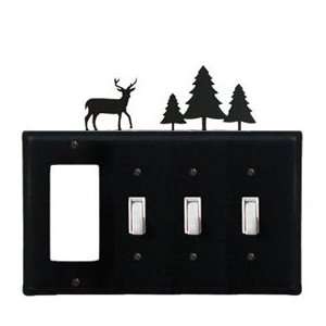  Deer And Pine Trees Combination Cover   GFI With Triple 