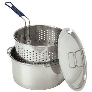 Bayou Classic 1150, 14 Qt. Stainless Deep Fryer, Perforated Basket 