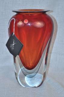 MURANO Art Glass Sommerso Ruby Red Vase FORMIA New  