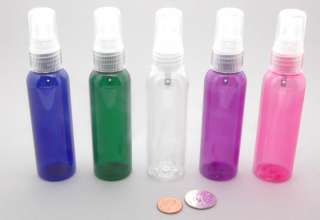 10) Empty Color PET Plastic Atomizer Bottles ~ 2 oz /60 ml ~ Travel 