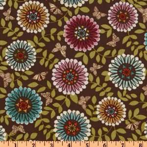   Papillon Floral Multi/Brown Fabric By The Yard Arts, Crafts & Sewing