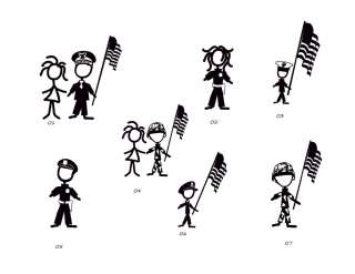 ARMY & POLICE FAMILY STICK FIGURE CAR DECAL  