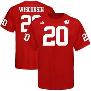 adidas Wisconsin Badgers #20 Football Player T Shirt   Cardinal (Small 