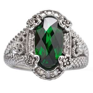    Palladium Chrome Diopside Cocktail Antique Style Ring (6) Jewelry