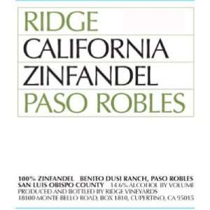  2010 Ridge Paso Robles Zinfandel 750ml Grocery 