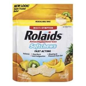  Rolaids Antacid Plus Anti Gas Softchews Tropical Fruit 24 