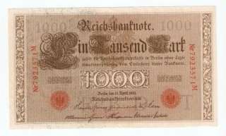 GERMAN 1000 MARK 1910 REICHSBANKNOTE BANKNOTE GERMANY »  