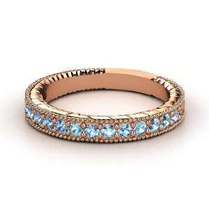  Victoria Band, 14K Rose Gold Ring with Blue Topaz Jewelry