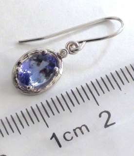   Oval Natural Tanzanite Diamond 14k Solid White Gold Earrings NR  