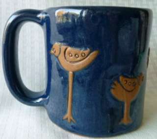 Mexico Ceramic Art Signed Coffee Tea Cup PADILLA Birds  