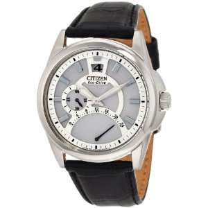 Citizen Mens BR0120 07A Dress Eco Drive Leather Strap Watch  