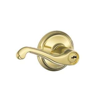  Schlage F51FLA505 Flair Keyed Entry Lever, PVD Bright 