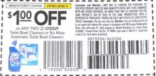10)$1.00/2 Lysol Toilet Bowl Cleaners/Automatic Cleaner Coupons MAR 6 
