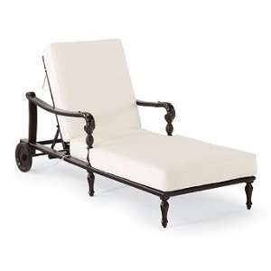  British Colonial Outdoor Chaise Lounge Chair with Cushions 
