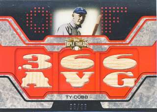 Ty Cobb 2008 Topps Triple Threads Baseball Triple Relic Bat Red Card 