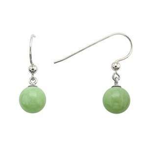   Green Jade Dangle Earrings on Sterling Silver Frenchwires Jewelry